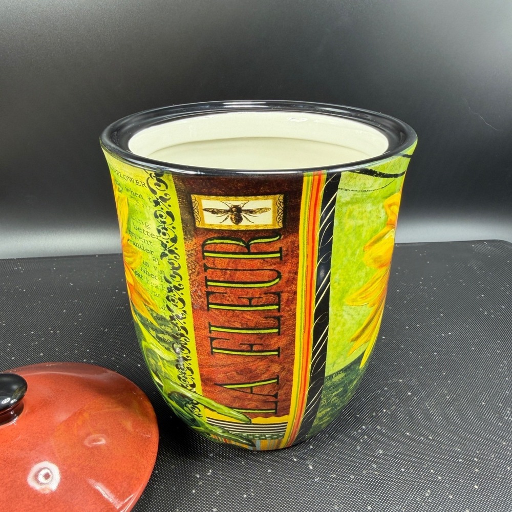 Certified International Sunflower Bee La Fleur Ceramic Canister Jar with Lid VTG - Picture 8 of 14